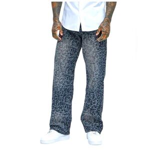 NWT Fashion Nova Men’s | Arrow Jacquard Straight Jeans | Black Wash | Size 36